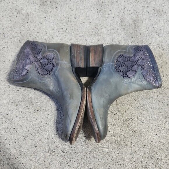 Freebird by Steven Cabcro Crochet Lace Western Moto Booties Size 6 Grey Blue - Picture 6 of 12